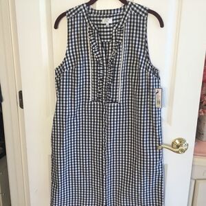 NWT Crown & Ivy Blue Check Sleeveless Dress Sz 6